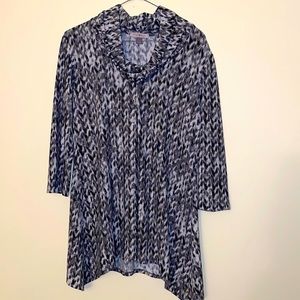 Small 3/4 length sleeve top, gray and black with shimmer. Never worn.